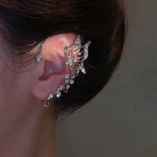 Pendientes de clip para mujer, sin perforar, con forma de mariposa y circonita, 2 piezas - Quierox - Tienda Online