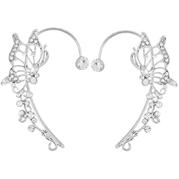Pendientes de clip para mujer, sin perforar, con forma de mariposa y circonita, 2 piezas - Quierox - Tienda Online