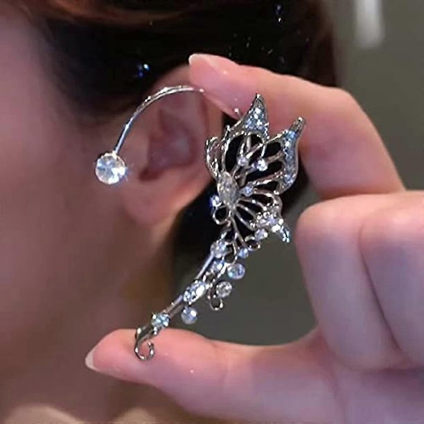 Pendientes de clip para mujer, sin perforar, con forma de mariposa y circonita, 2 piezas - Quierox - Tienda Online