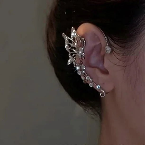 Pendientes de clip para mujer, sin perforar, con forma de mariposa y circonita, 2 piezas - Quierox - Tienda Online