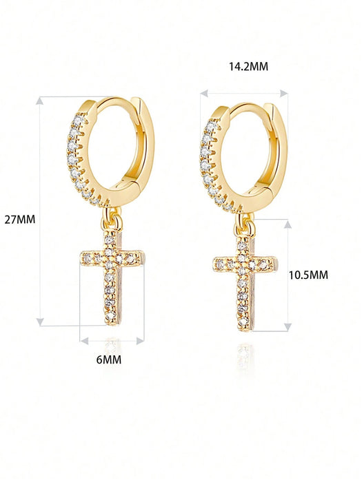 Pendientes de cruz con circonita cúbica - Quierox - Tienda Online