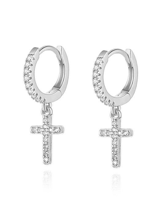 Pendientes de cruz con circonita cúbica - Quierox - Tienda Online