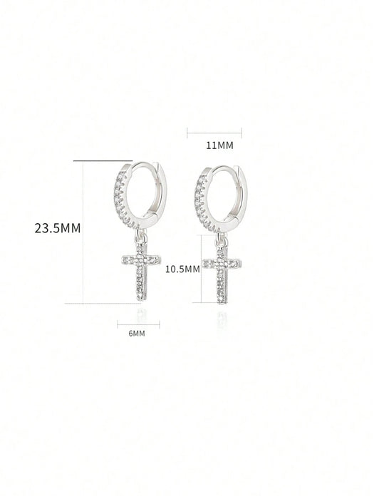 Pendientes de cruz con circonita cúbica - Quierox - Tienda Online