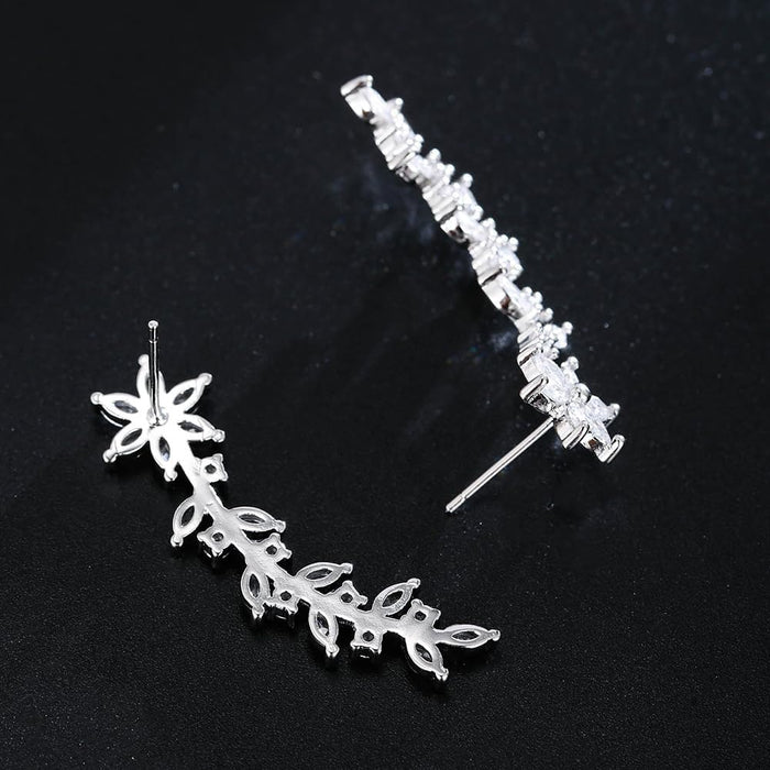 Pendientes de gancho modernos para mujer con un elegante diseño de flor y hoja - Quierox - Tienda Online
