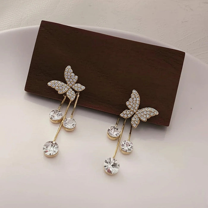Pendientes de mariposa con borla estilo coreano - Quierox - Tienda Online