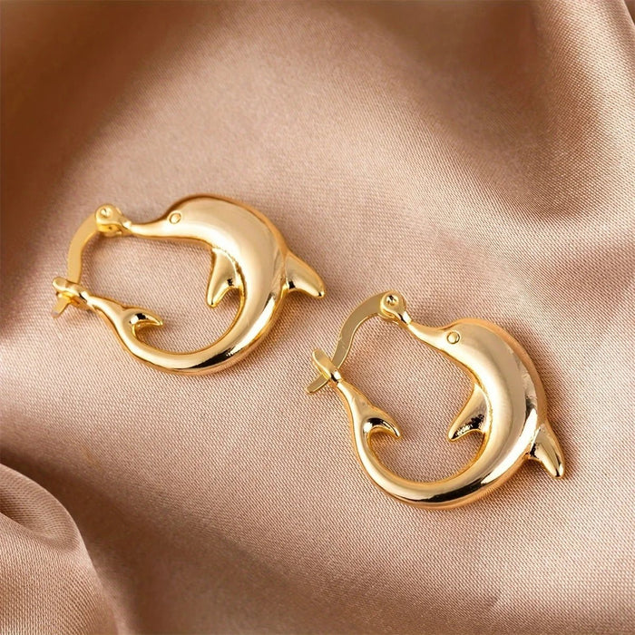 Pendientes encantadores con diseño de delfín pequeño - Quierox - Tienda Online