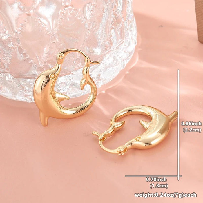 Pendientes encantadores con diseño de delfín pequeño - Quierox - Tienda Online