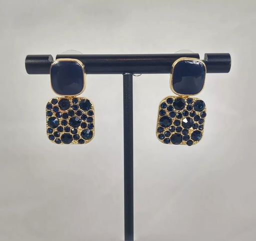 Pendientes poste perforados colgantes en tono dorado diamantes - Quierox - Tienda Online