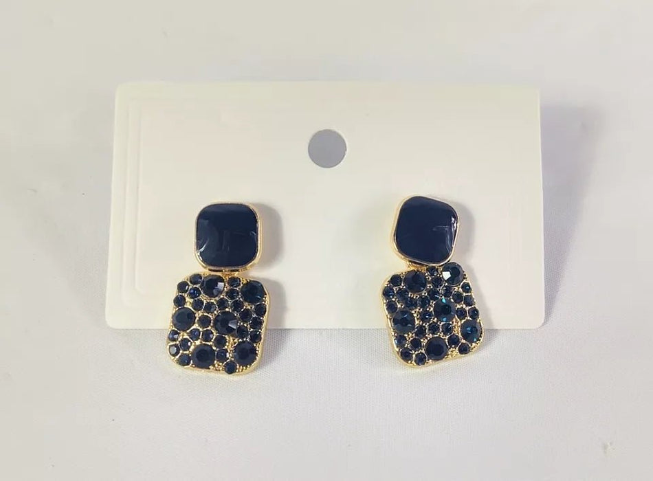 Pendientes poste perforados colgantes en tono dorado diamantes - Quierox - Tienda Online