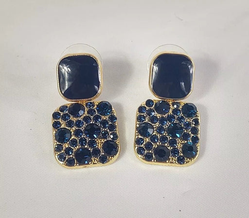 Pendientes poste perforados colgantes en tono dorado diamantes - Quierox - Tienda Online