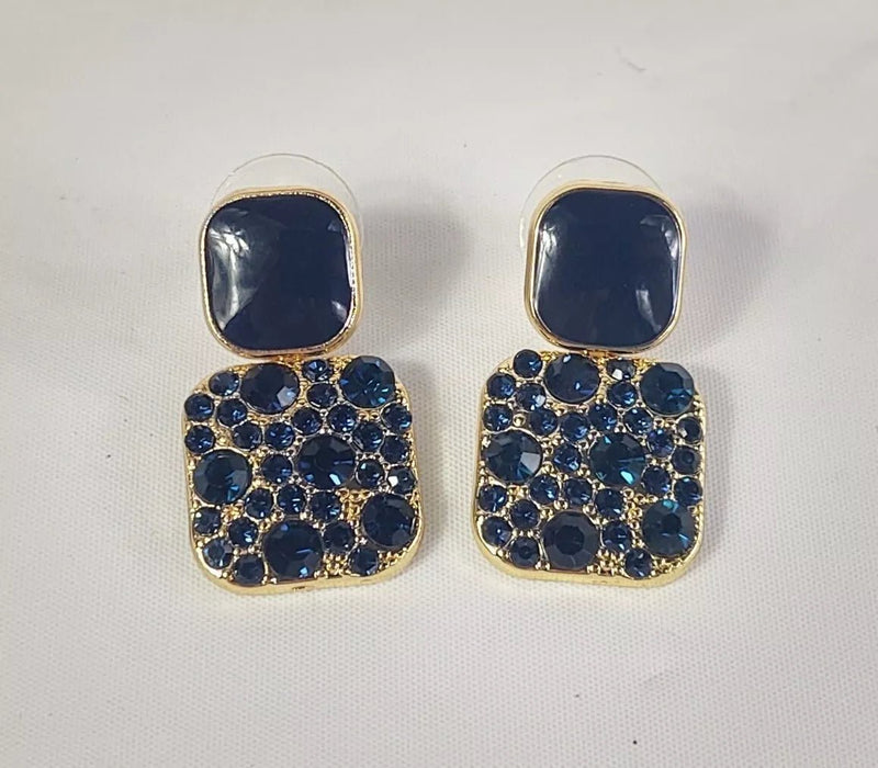 Pendientes poste perforados colgantes en tono dorado diamantes - Quierox - Tienda Online