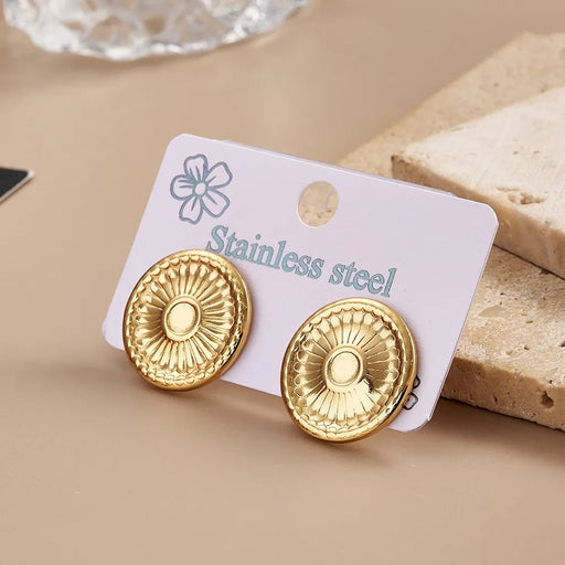 Pendientes redondos de acero inoxidable estilo casual y moderno para mujer - Quierox - Tienda Online