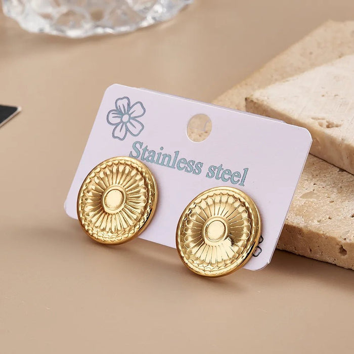 Pendientes redondos de acero inoxidable estilo casual y moderno para mujer - Quierox - Tienda Online