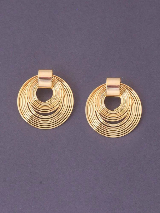 Pendientes redondos dorados de aritos laminados - Quierox - Tienda Online