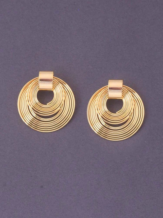 Pendientes redondos dorados de aritos laminados - Quierox - Tienda Online