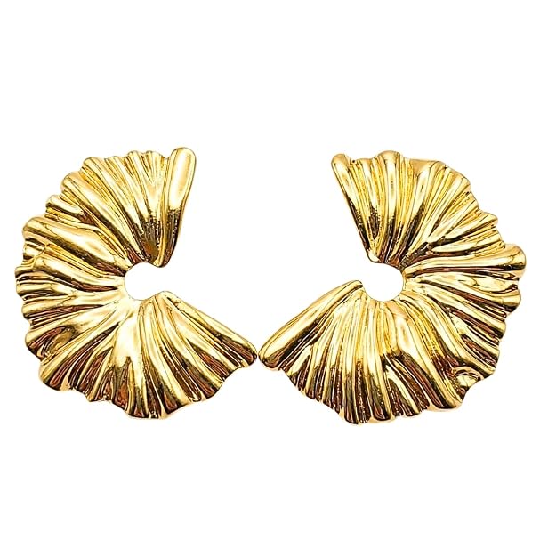 Pendientes texturizados dorados para mujer de acero inoxidable - Quierox - Tienda Online
