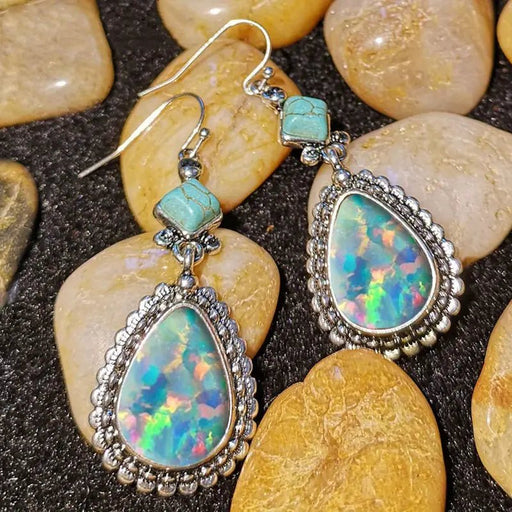 Pendientes vintage de moda, turquesa, bohemios, joyería para mujer - Quierox - Tienda Online