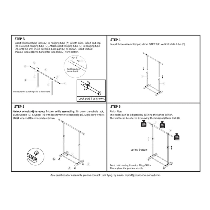 Perchero ajustable con ruedas Mainstays, de metal cromado, blanco, 84 - 121 cm de ancho x 44 cm de profundidad x 123,5 - 163 cm de alto - Quierox - Tienda Online