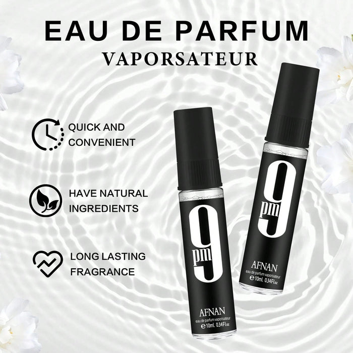 Perfume Afnan 9PM de 10 ml para hombre - Vainilla oriental EDP - Tamaño de prueba - Quierox - Tienda Online