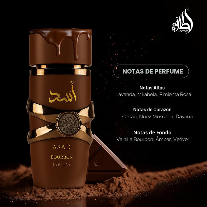 Perfume Lattafa Asad Bourbon Unisex Eau de Parfum en Spray, 3.4 Onzas / 100 ml - Quierox - Tienda Online