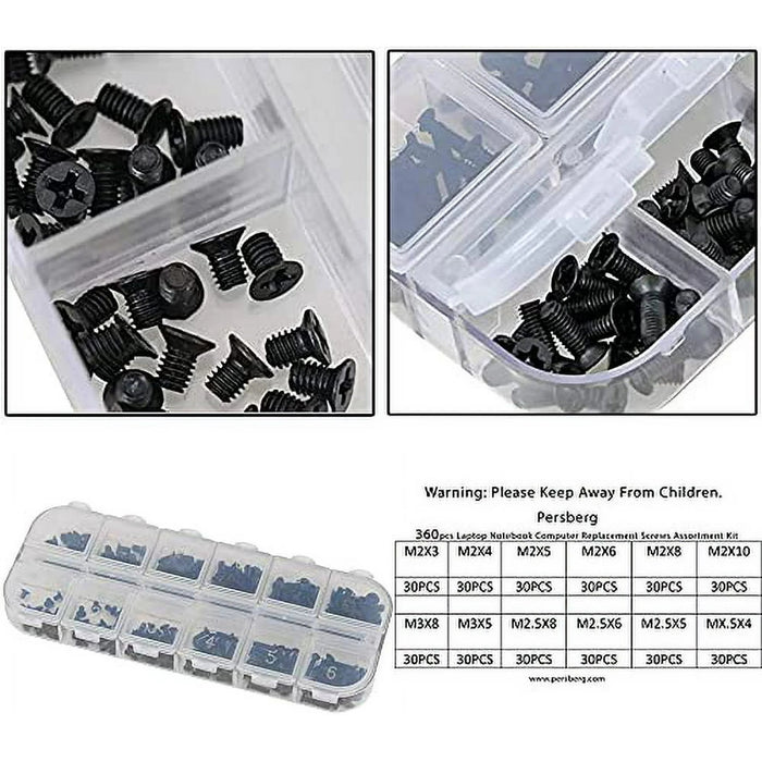 Persberg 360 piezas 12 tamaños Kit surtido de tornillos electrónicos de repuesto para computadora portátil - Quierox - Tienda Online