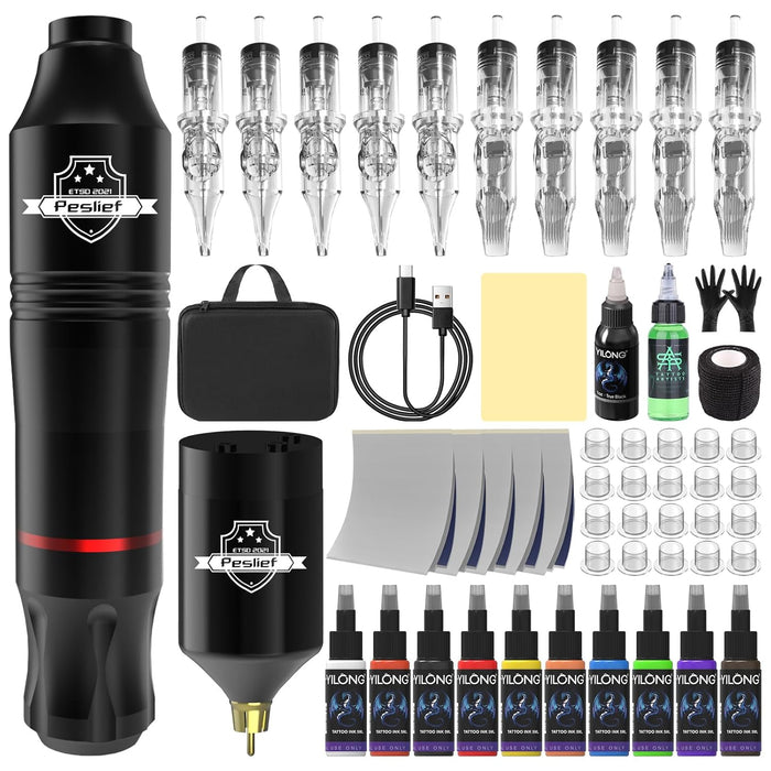 Peslief Kit de tatuaje inalámbrico, pistola de tatuaje rotativa - Quierox - Tienda Online
