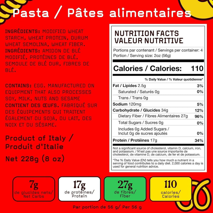 Pete's 3 paquetes de Pasta alta en proteínas, baja en carbohidratos | Rotini con 17g de proteínas, 7g de carbohidratos - Quierox - Tienda Online