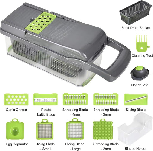 Picador de verduras, picador de cebolla multifuncional, picador de verduras de 15 pcs - Quierox - Tienda Online