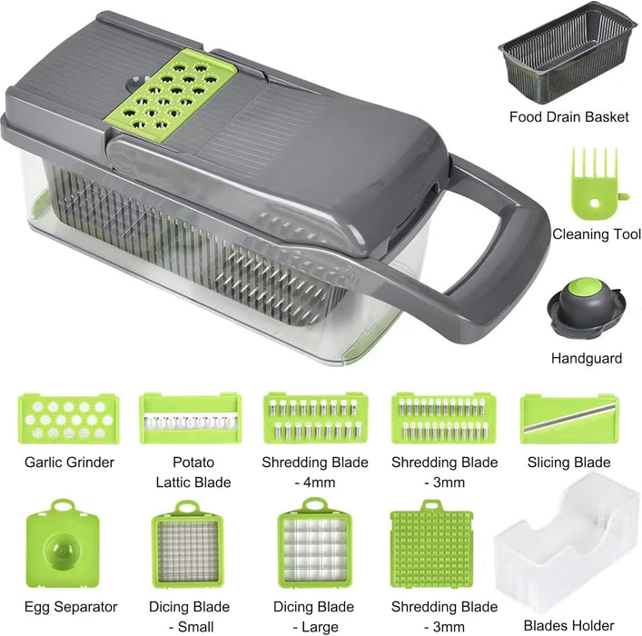 Picador de verduras, picador de cebolla multifuncional, picador de verduras de 15 pcs - Quierox - Tienda Online