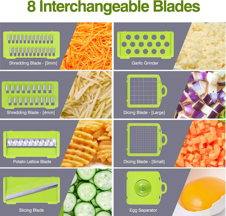 Picador de verduras, picador de cebolla multifuncional, picador de verduras de 15 pcs - Quierox - Tienda Online