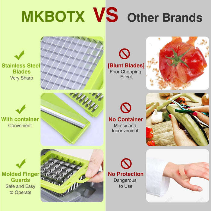 Picador de verduras, picador de cebolla multifuncional, picador de verduras de 15 pcs - Quierox - Tienda Online