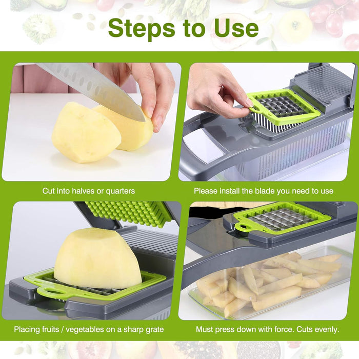Picador de verduras, picador de cebolla multifuncional, picador de verduras de 15 pcs - Quierox - Tienda Online