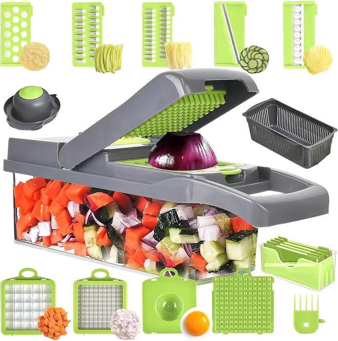 Picador de verduras, picador de cebolla multifuncional, picador de verduras de 15 pcs - Quierox - Tienda Online