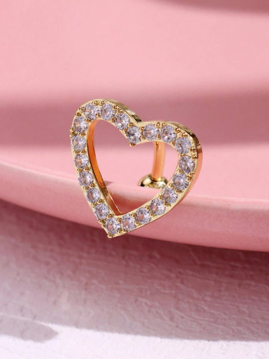 Piercing para ombligo de acero inoxidable dorado con circonita blanca de corte redondo - Quierox - Tienda Online