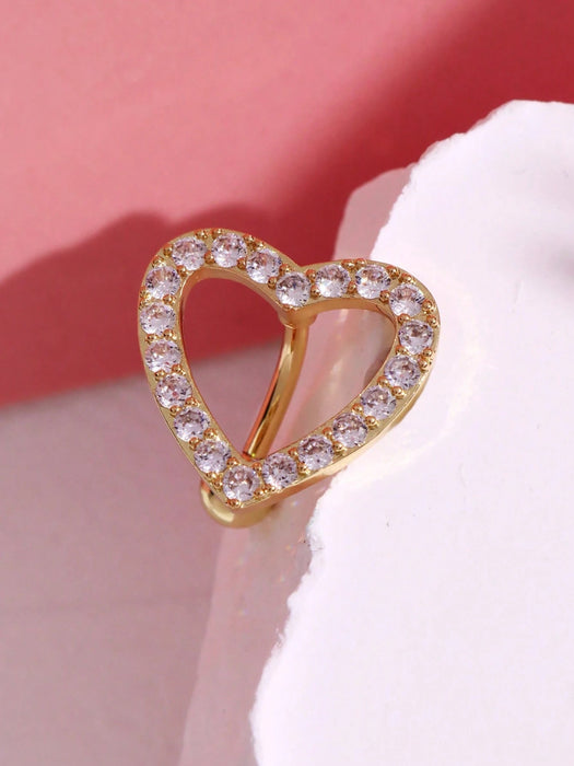 Piercing para ombligo de acero inoxidable dorado con circonita blanca de corte redondo - Quierox - Tienda Online