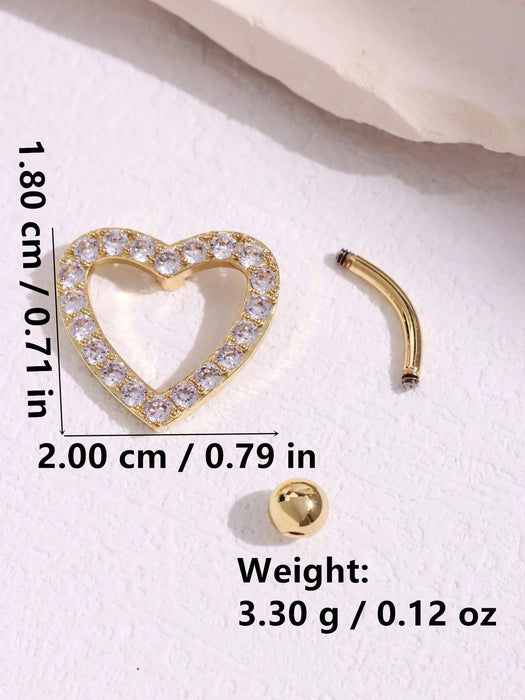 Piercing para ombligo de acero inoxidable dorado con circonita blanca de corte redondo - Quierox - Tienda Online