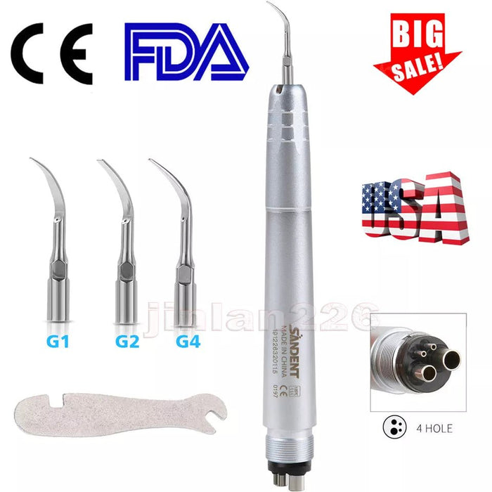 Pieza de mano escalador de aire dental ultrasónico estilo NSK 4 orificios + 3 puntas compatibles - Quierox - Tienda Online