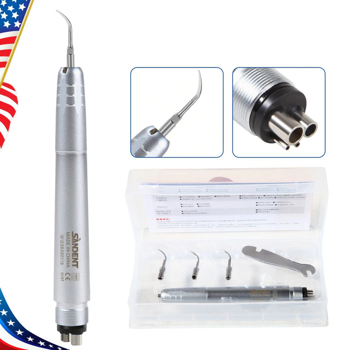 Pieza de mano escalador de aire dental ultrasónico estilo NSK 4 orificios + 3 puntas compatibles - Quierox - Tienda Online