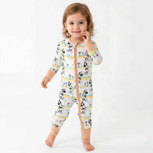 Pijama con cremallera de bambú con estampado de palmera y ratón de dibujos animados - Quierox - Tienda Online
