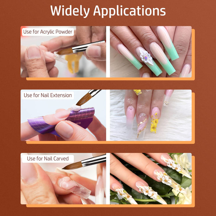 Pincel acrílico para uñas Kolinsky, profesional de marta roja para decoración de uñas #12 - Quierox - Tienda Online