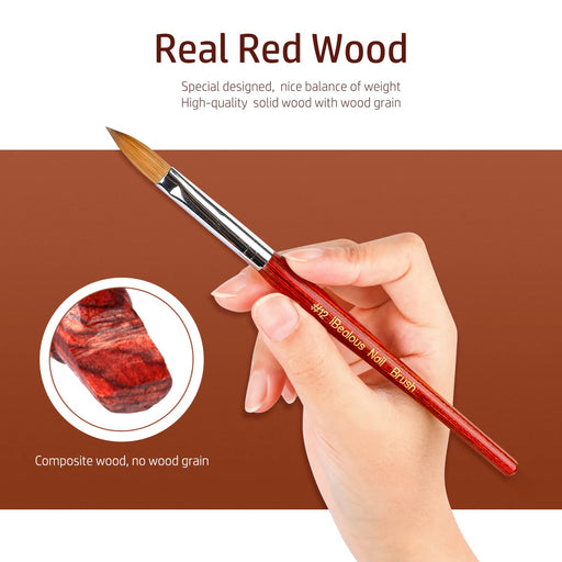 Pincel acrílico para uñas Kolinsky, profesional de marta roja para decoración de uñas #12 - Quierox - Tienda Online