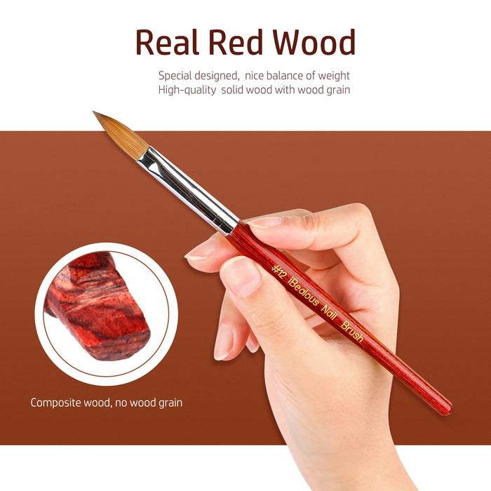 Pincel acrílico para uñas Kolinsky, profesional de marta roja para decoración de uñas #12 - Quierox - Tienda Online