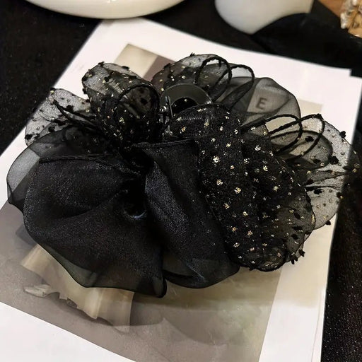 Pinza De Pelo Elegante Con Lazo De Malla De Lunares Para Recoger El Cabello - Quierox - Tienda Online