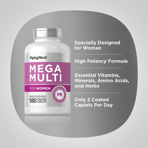 Piping Rock Mega Multi para mujer, 180 comprimidos recubiertos - Quierox - Tienda Online