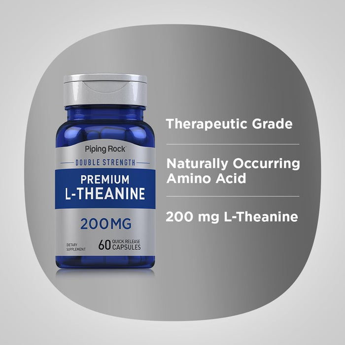 Piping Rock Suplemento de L - teanina 200 mg 60 cápsulas - Quierox - Tienda Online