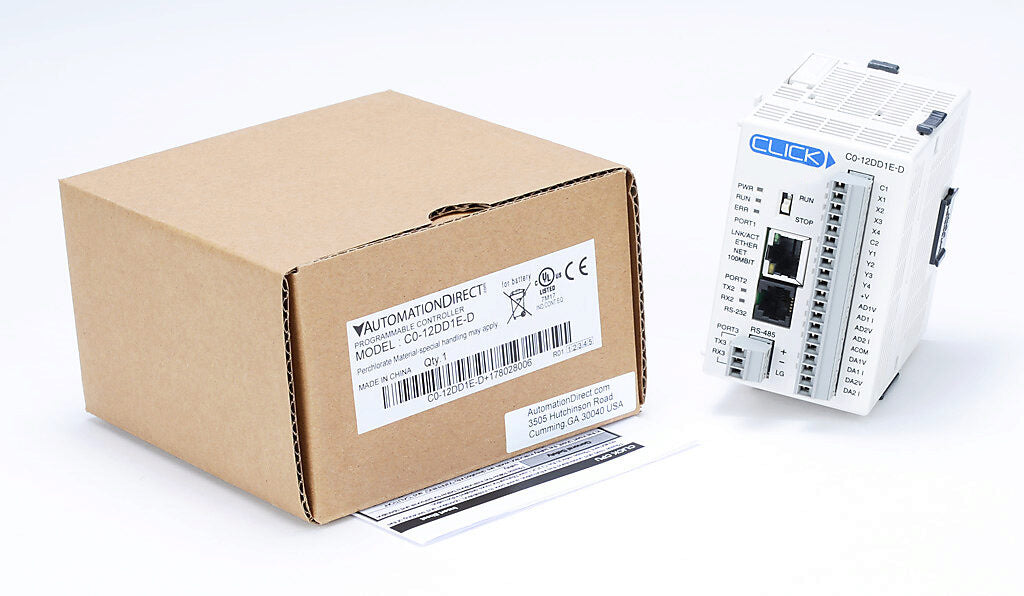 PLC CLICK alimentado por CC con 8 E/S discretas y 4 E/S analógicas C0-12DD1E-D
