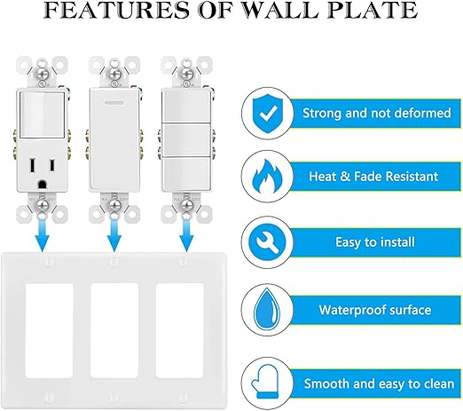 Placa de pared para interruptor de 3 segmentos, placa frontal - Quierox - Tienda Online