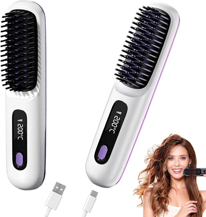 Plancha de pelo inalámbrica con iones negativos, calentamiento rápido - Quierox - Tienda Online