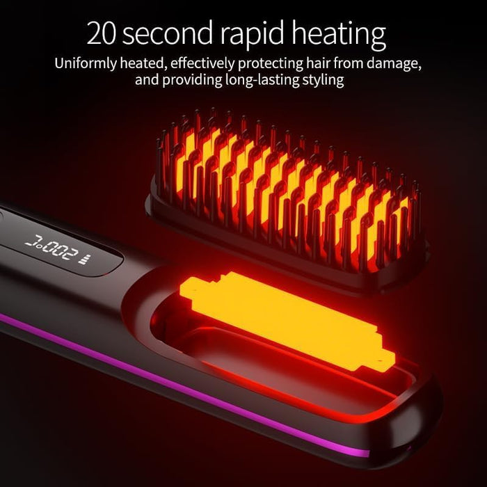 Plancha de pelo inalámbrica con iones negativos, calentamiento rápido - Quierox - Tienda Online