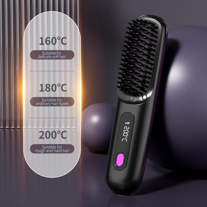 Plancha de pelo inalámbrica con iones negativos, calentamiento rápido - Quierox - Tienda Online